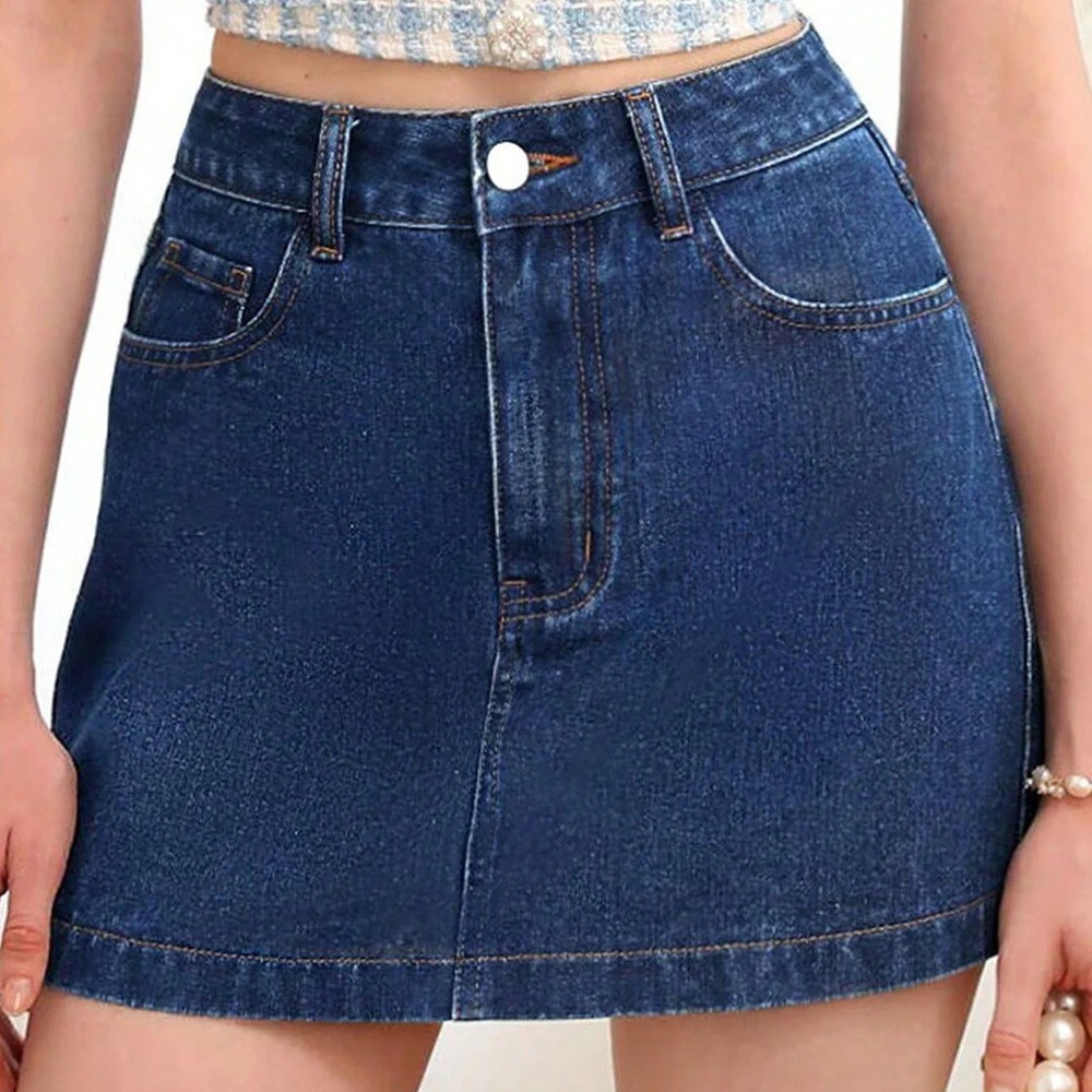 Dark Wash High Waisted Denim Mini Skirt